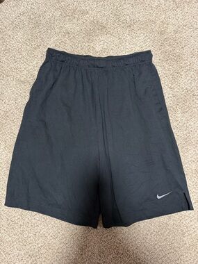 Nike Men’s Black Athletic Shorts with Silver Swoosh